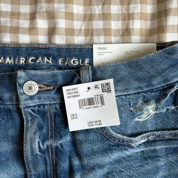 NWT American Eagle Curvy Strigid Mom Short Super High Rise - Picture 10 of 10